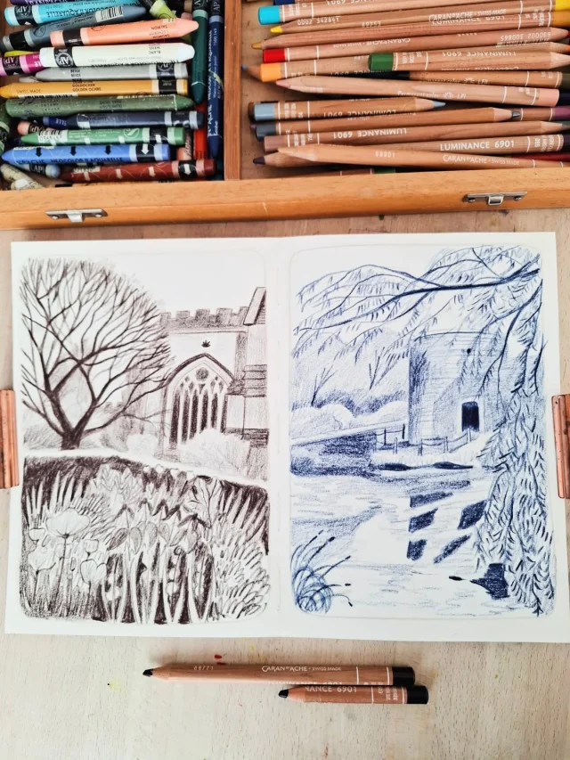 A couples of monochrome sketches of Bishop's Palace in Wells, such a magical place! I'm travelling for work this week so drawing time is limited! 😥

#landscapeillustration #sketchbookartist